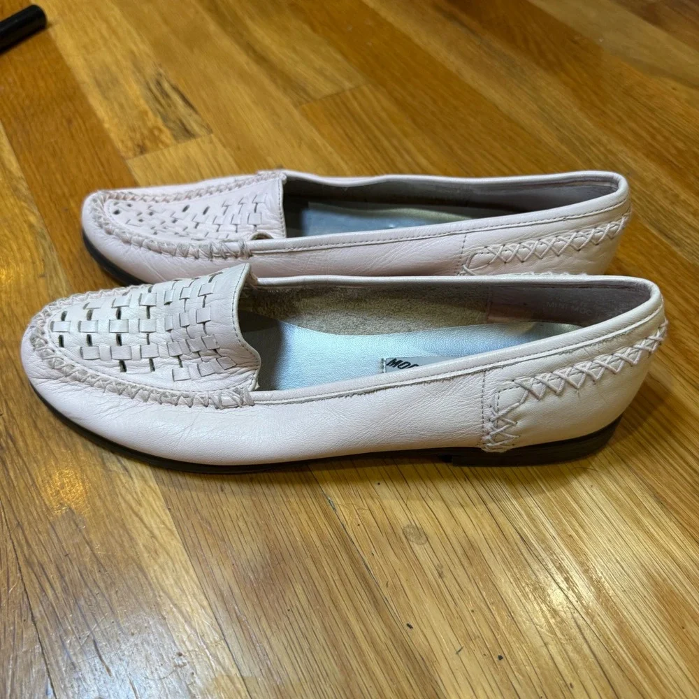 Mootsies Tootsies Country Mini Moc Pink‎ Woven Leather Loafers Flats Womens 8M